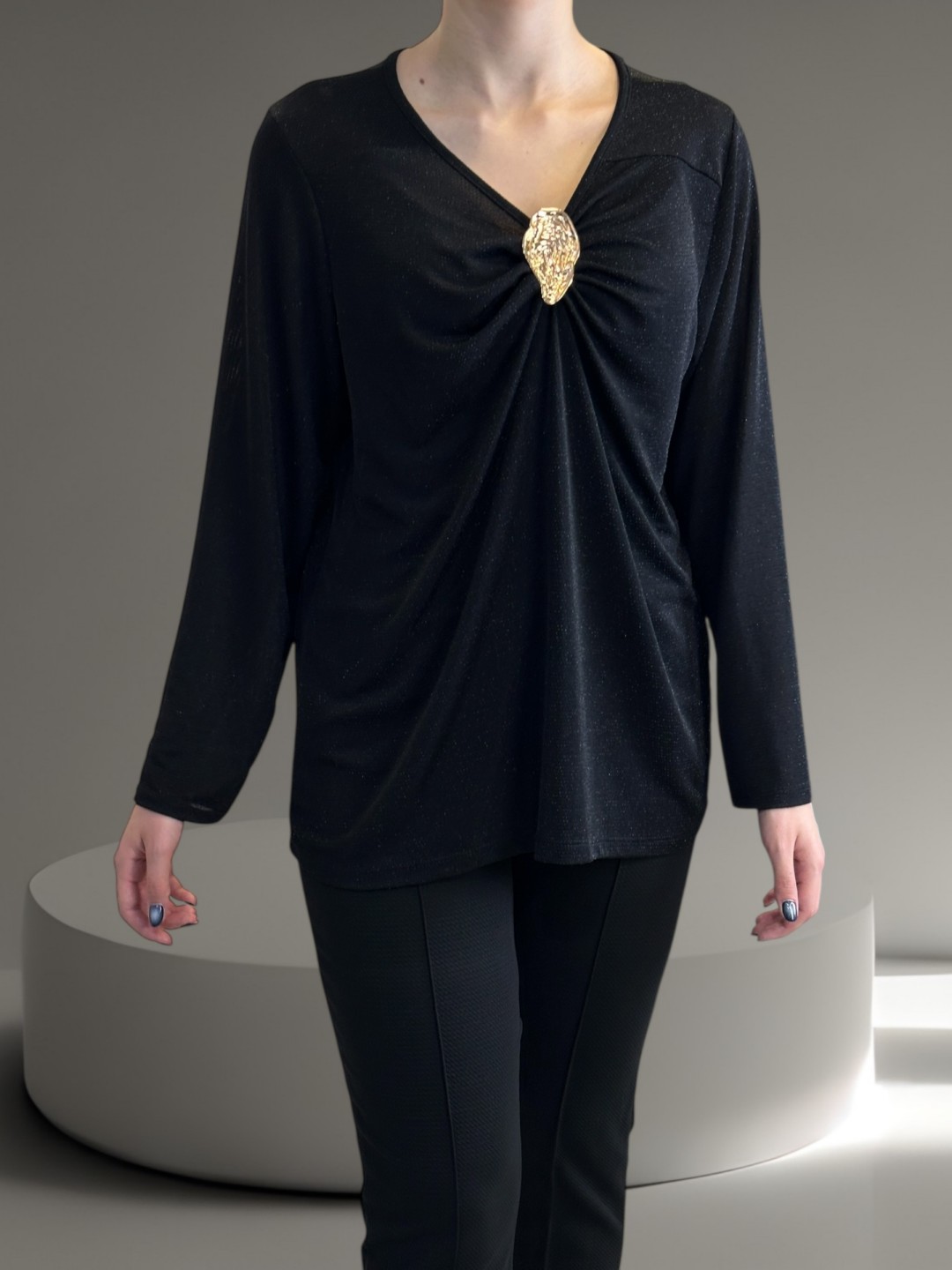 Μοντέρνα Λούρεξ Μπλούζα με Λαμπερή Υφή και Εφαρμοστή Γραμμή Μοντέρνα Λούρεξ Μπλούζα με Λαμπερή Υφή και Εφαρμοστή Γραμμή