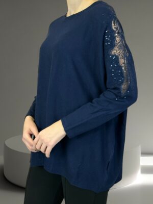 Elegant Πουλόβερ με Διάφανα Μανίκια