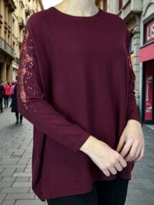 Elegant Πουλόβερ με Διάφανα Μανίκια