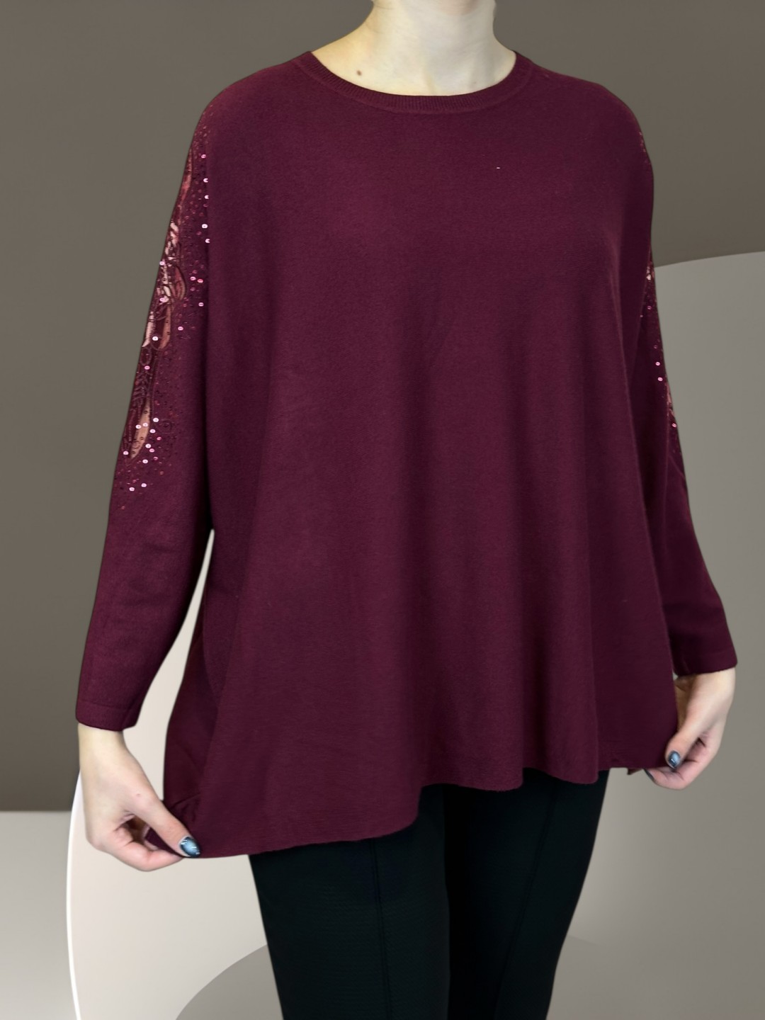 Elegant Πουλόβερ με Διάφανα Μανίκια Elegant Πουλόβερ με Διάφανα Μανίκια