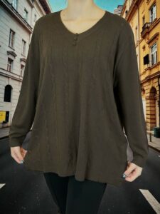 Πλεκτό Top με Μοτίβο Πλέξης και Τριπλή Λεπτομέρεια Κουμπιών