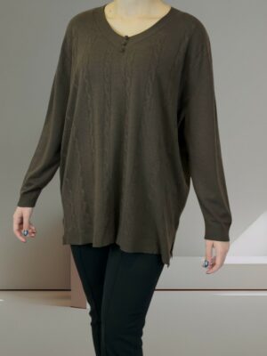 Πλεκτό Top με Μοτίβο Πλέξης και Τριπλή Λεπτομέρεια Κουμπιών