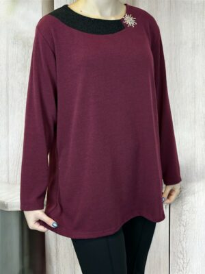 Chic Μπλούζα με Lurex Σχέδιο και Διακοσμητικό Ήλιο