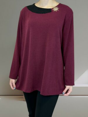 Chic Μπλούζα με Lurex Σχέδιο και Διακοσμητικό Ήλιο