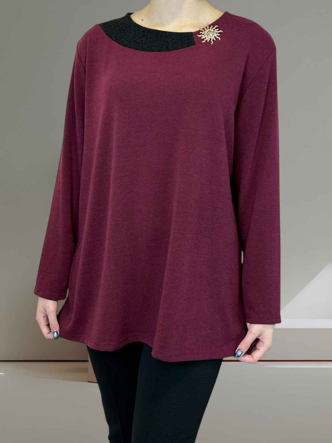 Chic Μπλούζα με Lurex Σχέδιο και Διακοσμητικό Ήλιο Chic Μπλούζα με Lurex Σχέδιο και Διακοσμητικό Ήλιο