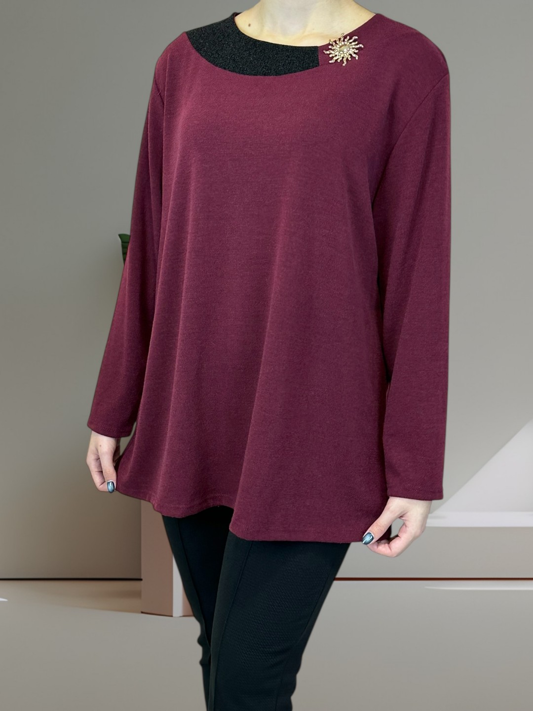 Chic Μπλούζα με Lurex Σχέδιο και Διακοσμητικό Ήλιο Chic Μπλούζα με Lurex Σχέδιο και Διακοσμητικό Ήλιο