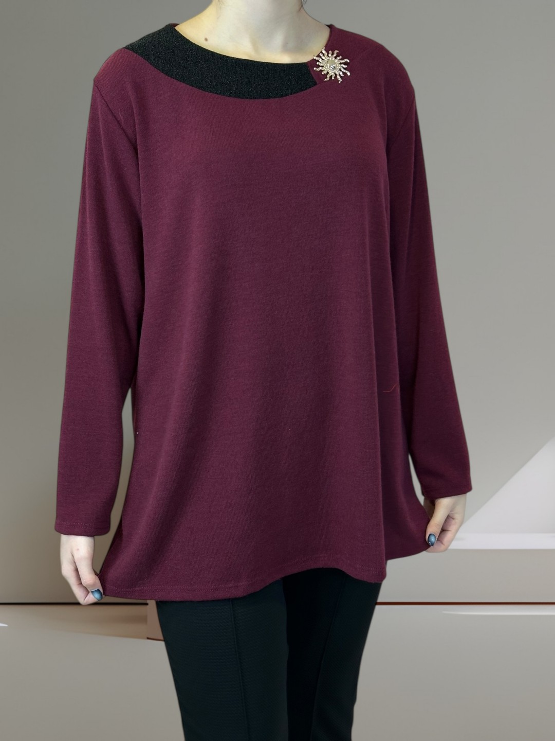 Chic Μπλούζα με Lurex Σχέδιο και Διακοσμητικό Ήλιο Chic Μπλούζα με Lurex Σχέδιο και Διακοσμητικό Ήλιο