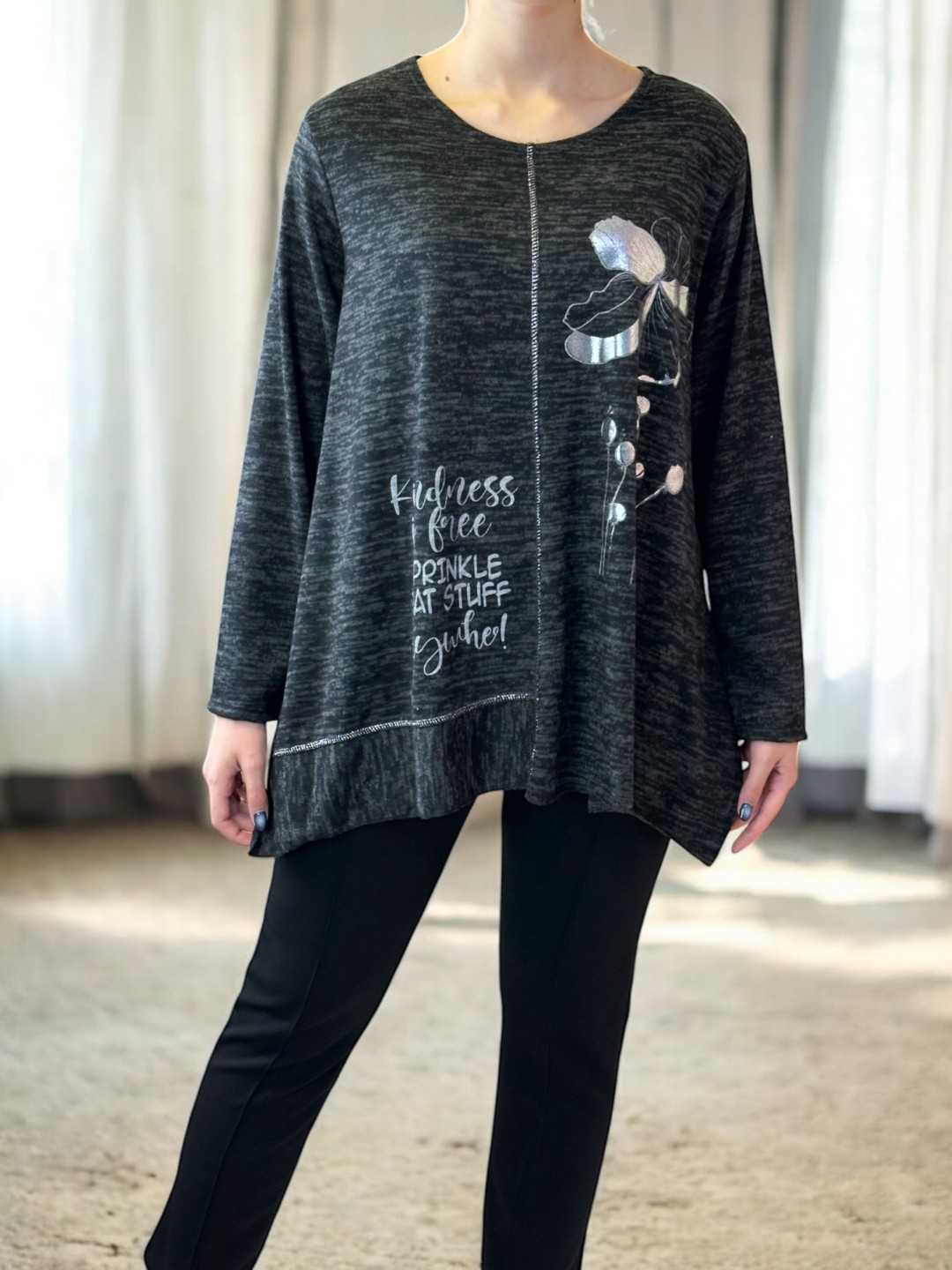 Μπλούζα με Metallic Flower Detail Μπλούζα με Metallic Flower Detail