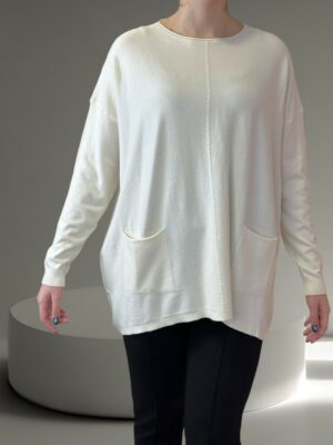 Elegant Knit σε Χαλαρή Γραμμή με Τσέπες