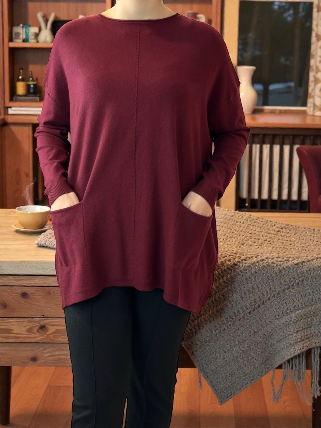 Elegant Knit σε Χαλαρή Γραμμή με Τσέπες Elegant Knit σε Χαλαρή Γραμμή με Τσέπες