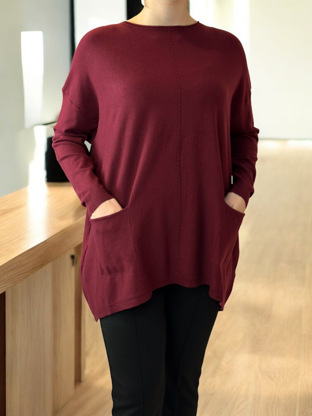 Elegant Knit σε Χαλαρή Γραμμή με Τσέπες Elegant Knit σε Χαλαρή Γραμμή με Τσέπες