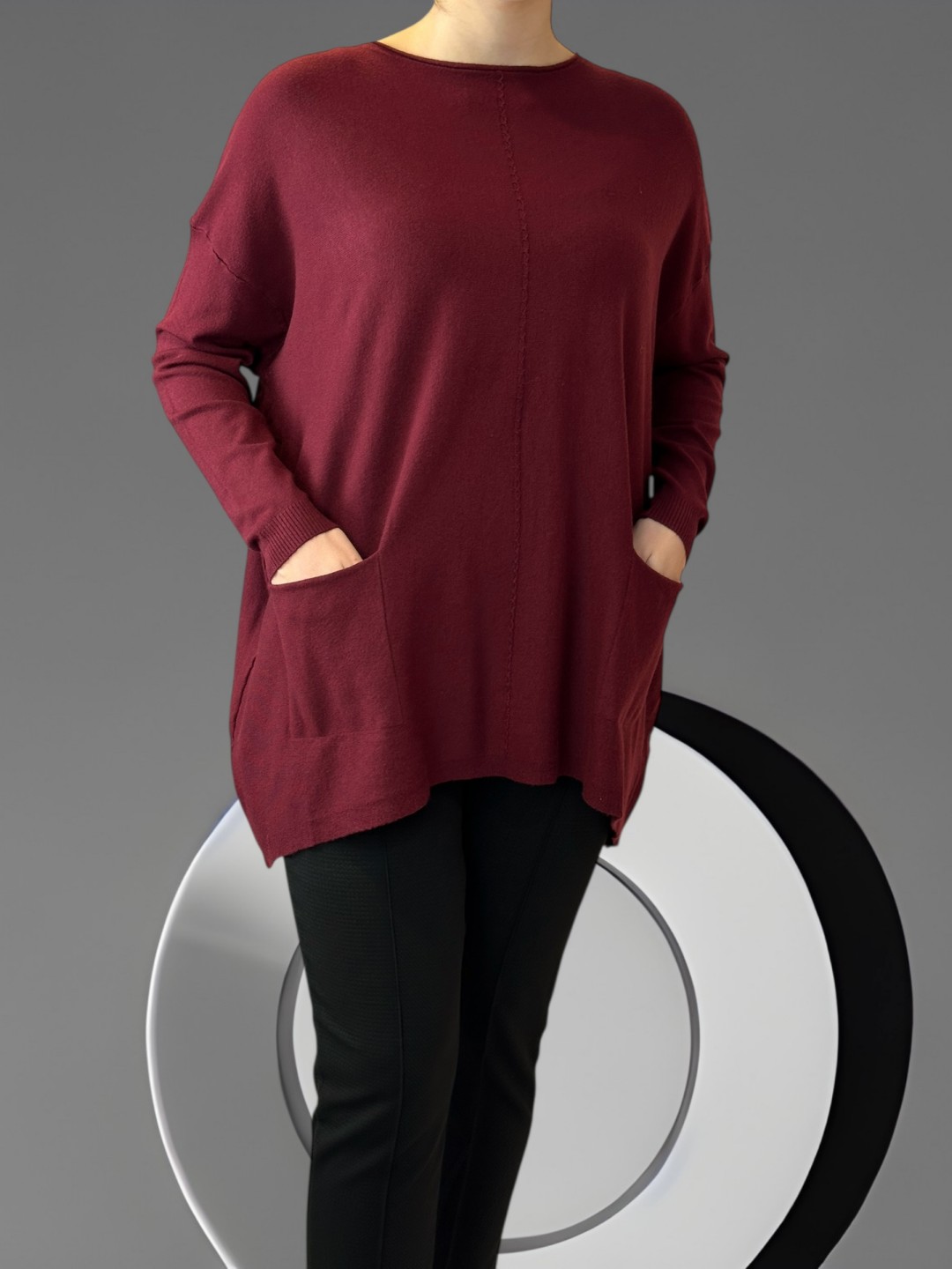 Elegant Knit σε Χαλαρή Γραμμή με Τσέπες Elegant Knit σε Χαλαρή Γραμμή με Τσέπες