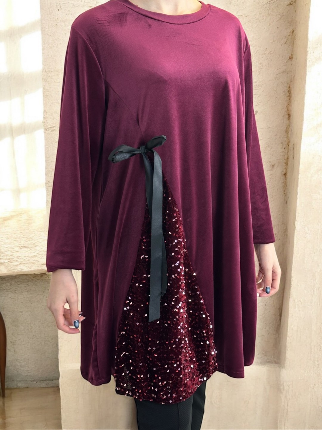 Velvet Lurex Μπλουζοφόρεμα με Πλαϊνή Κορδέλα Velvet Lurex Μπλουζοφόρεμα με Πλαϊνή Κορδέλα