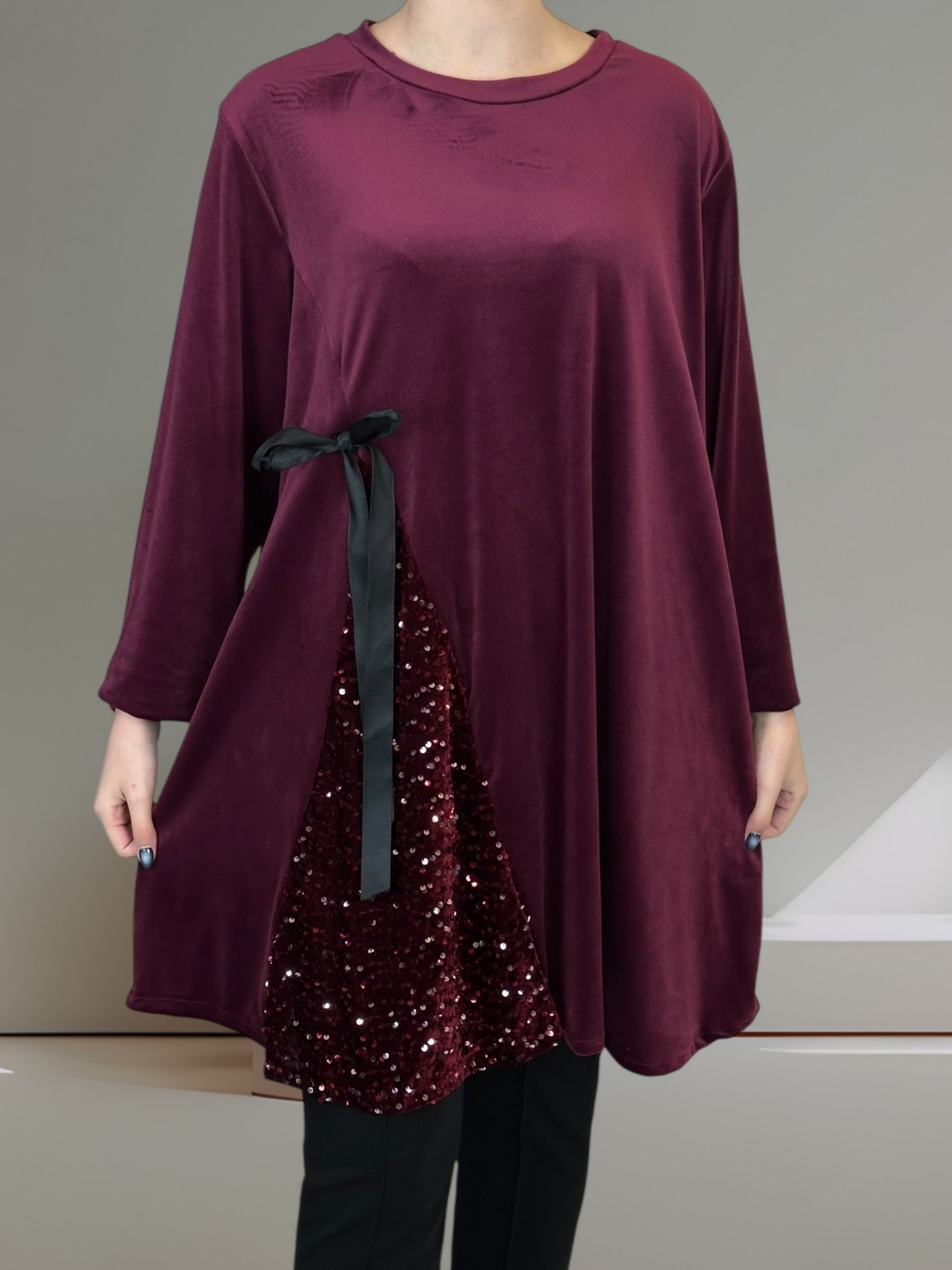 Velvet Lurex Μπλουζοφόρεμα με Πλαϊνή Κορδέλα Velvet Lurex Μπλουζοφόρεμα με Πλαϊνή Κορδέλα