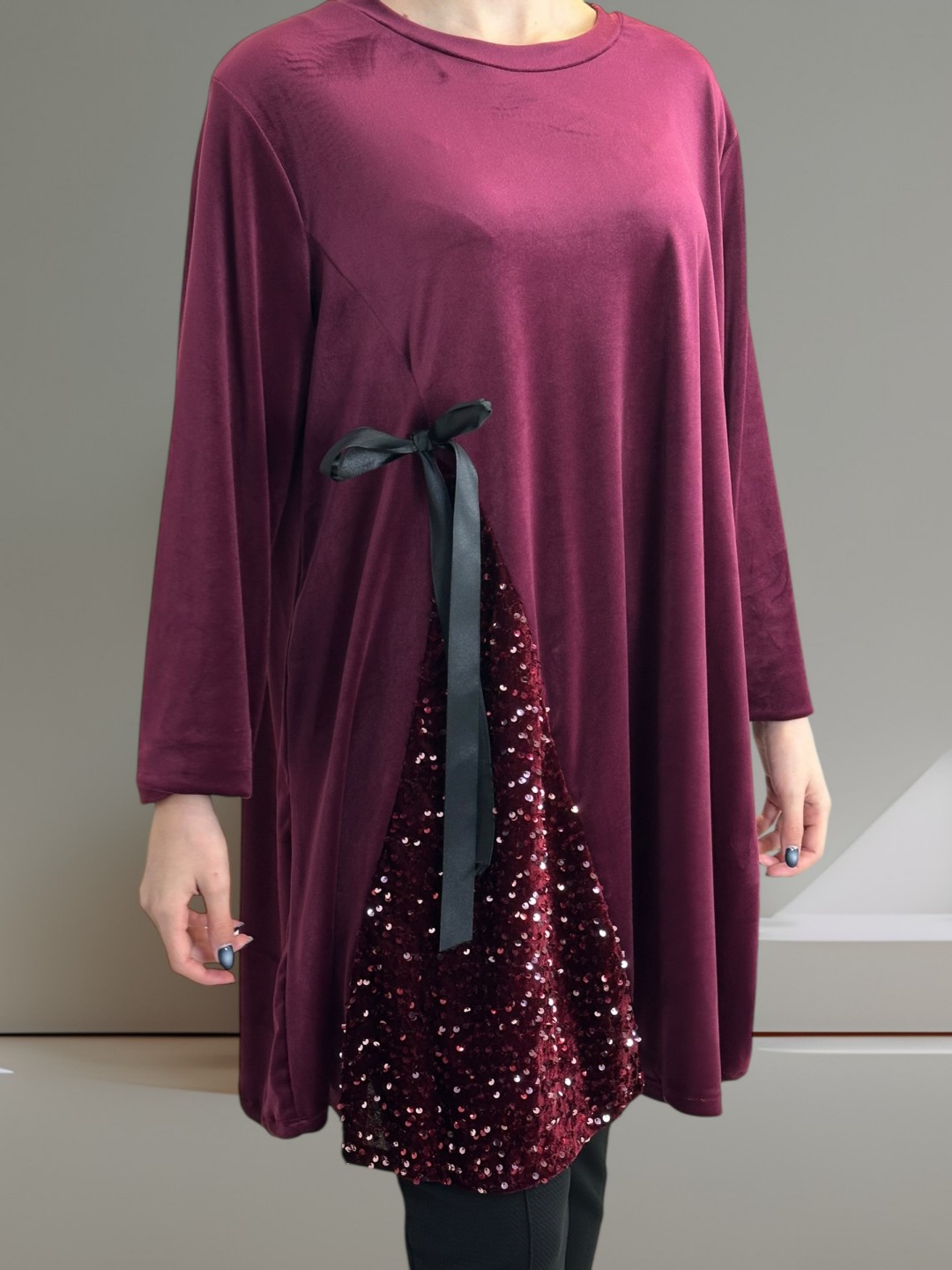 Velvet Lurex Μπλουζοφόρεμα με Πλαϊνή Κορδέλα Velvet Lurex Μπλουζοφόρεμα με Πλαϊνή Κορδέλα