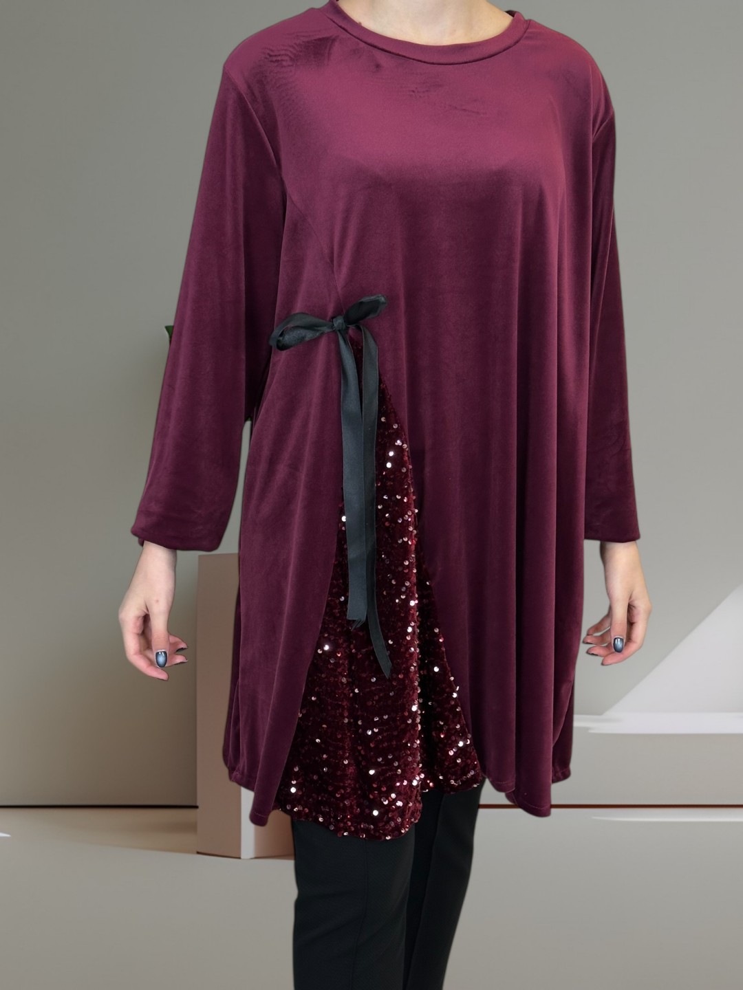 Velvet Lurex Μπλουζοφόρεμα με Πλαϊνή Κορδέλα Velvet Lurex Μπλουζοφόρεμα με Πλαϊνή Κορδέλα