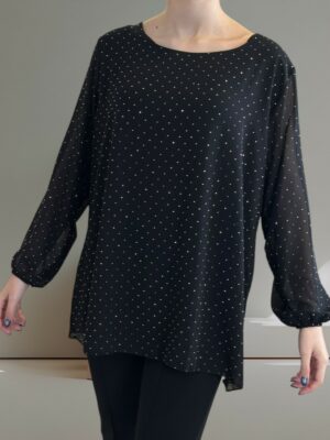 Μαύρη Μπλούζα Μουσελίνα με Στρας