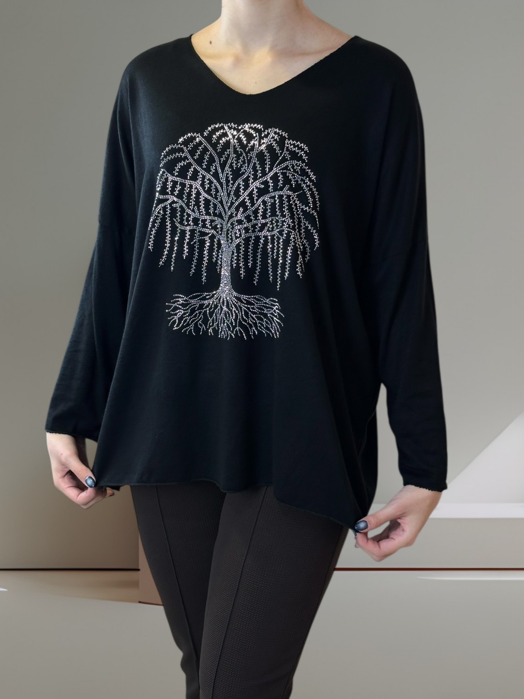 Μπλούζα με Δέντρο από Στρας Μπλούζα με Δέντρο από Στρας