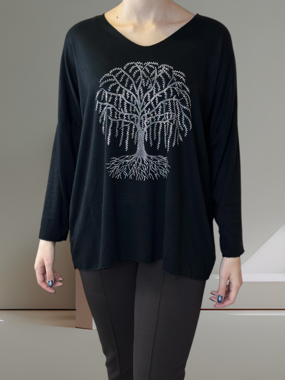 Μπλούζα με Δέντρο από Στρας Μπλούζα με Δέντρο από Στρας