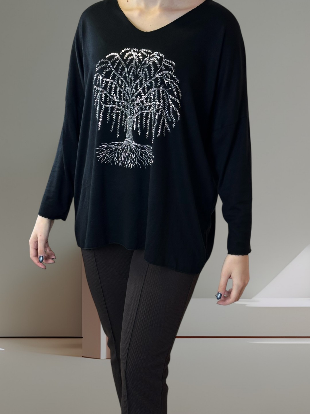 Μπλούζα με Δέντρο από Στρας Μπλούζα με Δέντρο από Στρας