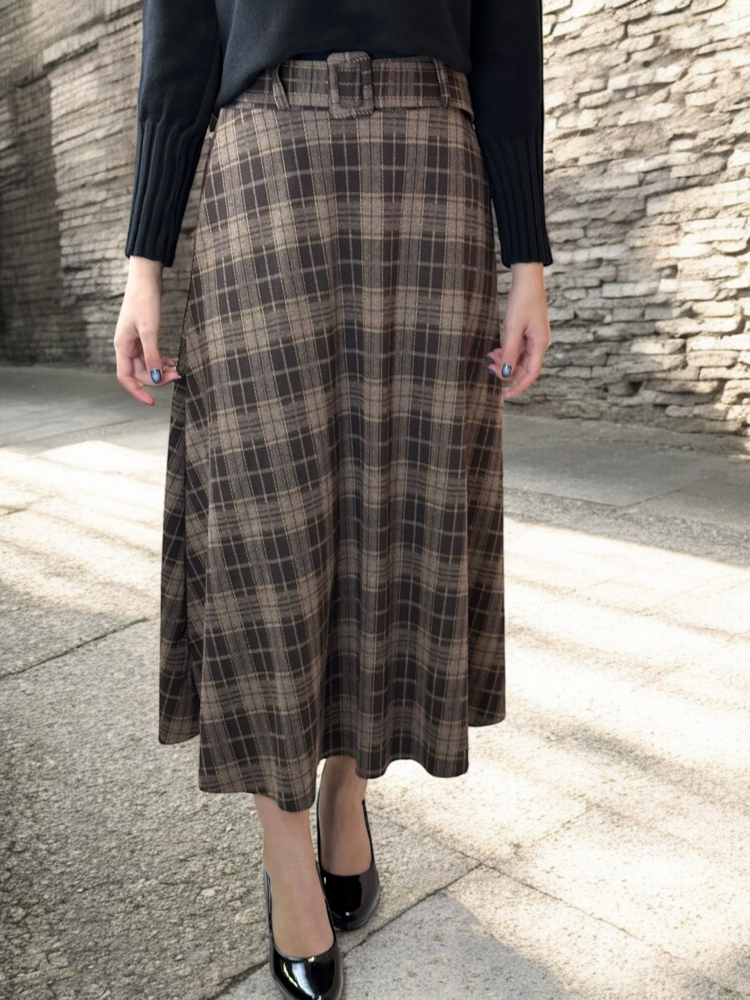 Καρό Φούστα με Ζωνάκι και Trendy Pattern Καρό Φούστα με Ζωνάκι και Trendy Pattern