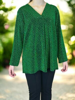 Glam λουρεξ μπλούζα με ντεκολτέ V και στρας