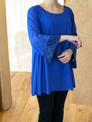 Elegant Μπλούζα από Μουσελίνα με Λαμπερές Παγιέτες