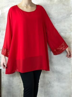 Elegant Μπλούζα από Μουσελίνα με Λαμπερές Παγιέτες