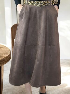 Μαύρη Σουέτ Φούστα με Λεοπάρ Ζώνη