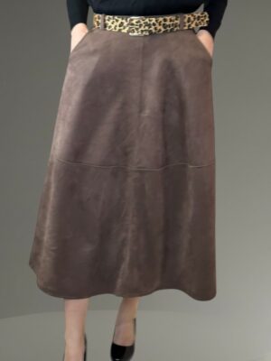 Μαύρη Σουέτ Φούστα με Λεοπάρ Ζώνη