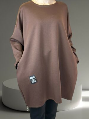 Sporty Chic Μπλουζοφόρεμα με Διπλό Πλαϊνό Φερμουάρ