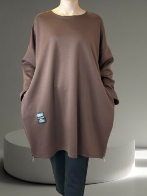 Sporty Chic Μπλουζοφόρεμα με Διπλό Πλαϊνό Φερμουάρ