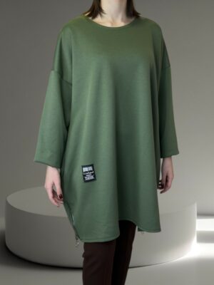 Sporty Chic Μπλουζοφόρεμα με Διπλό Πλαϊνό Φερμουάρ