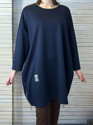 Sporty Chic Μπλουζοφόρεμα με Διπλό Πλαϊνό Φερμουάρ