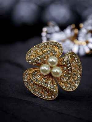 Deluxe Floral Καρφίτσα με Πέρλες και Λάμψη Στρας<br/><small class="dmm_sku">Κωδικός προϊόντος: 8737-κιτρινο</small>