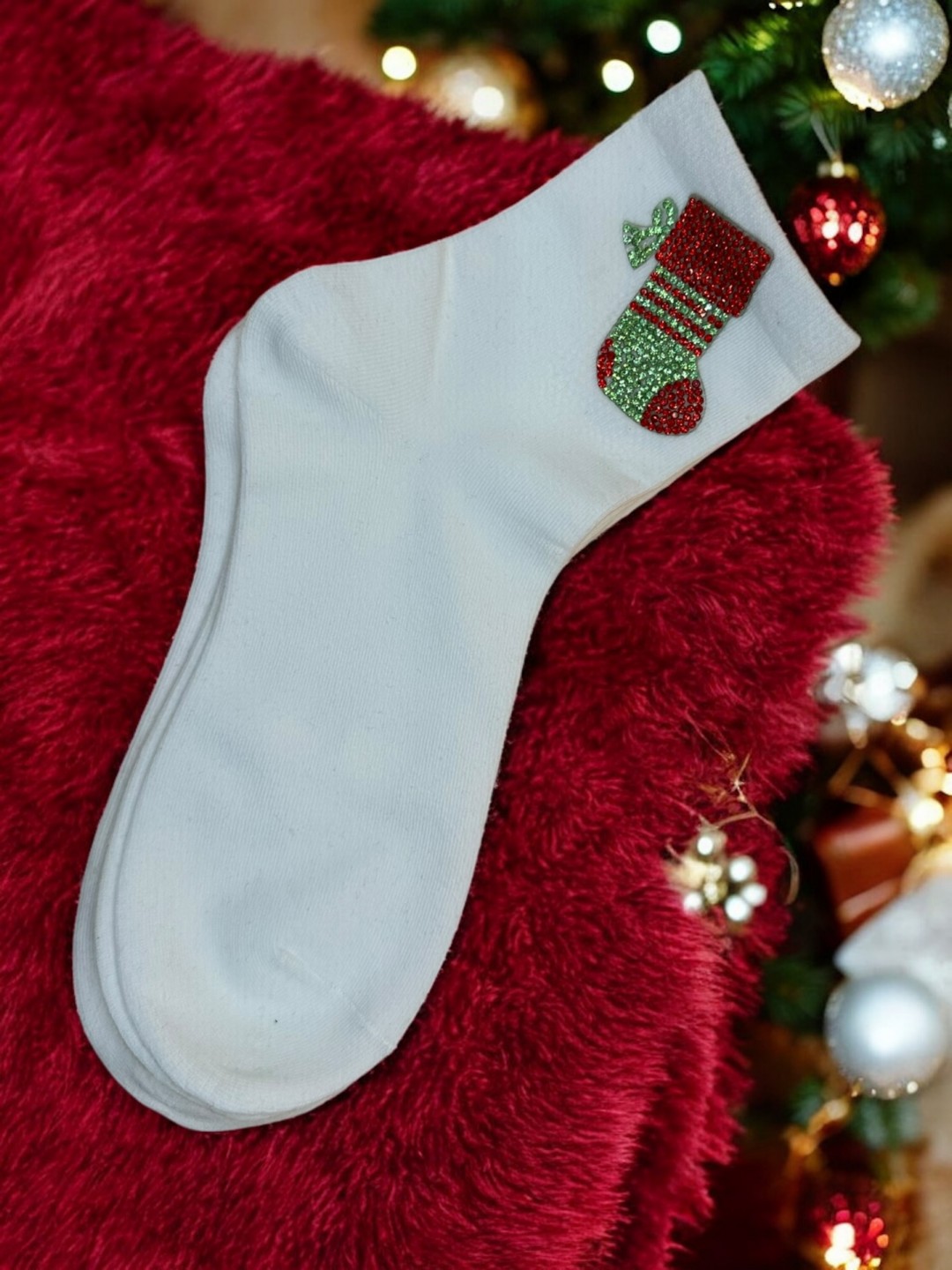 Κάλτσες με Μοτίβο Χριστουγεννιάτικης Μπότας Κάλτσες με Μοτίβο Χριστουγεννιάτικης Μπότας