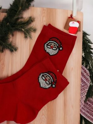 Holiday Κάλτσες με Λαμπερό Santa Σχέδιο