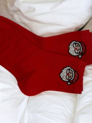 Holiday Κάλτσες με Λαμπερό Santa Σχέδιο