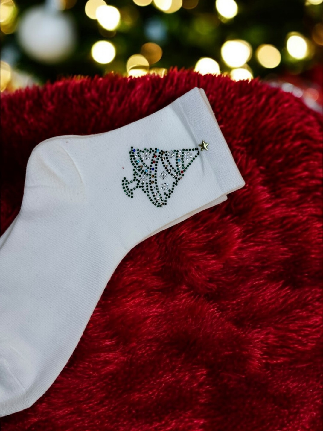 Χριστουγεννιάτικες Κάλτσες με Μοτίβο Δέντρου Χριστουγεννιάτικες Κάλτσες με Μοτίβο Δέντρου