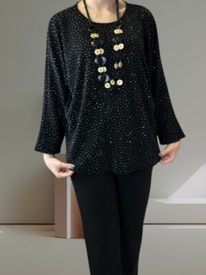 Glam Μπλούζα με Sparkling Στρας & Necklace Detail