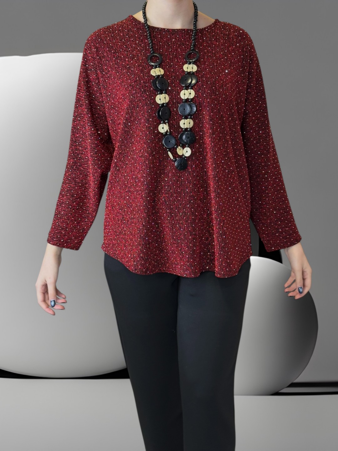 Glam Μπλούζα με Sparkling Στρας & Necklace Detail Glam Μπλούζα με Sparkling Στρας & Necklace Detail