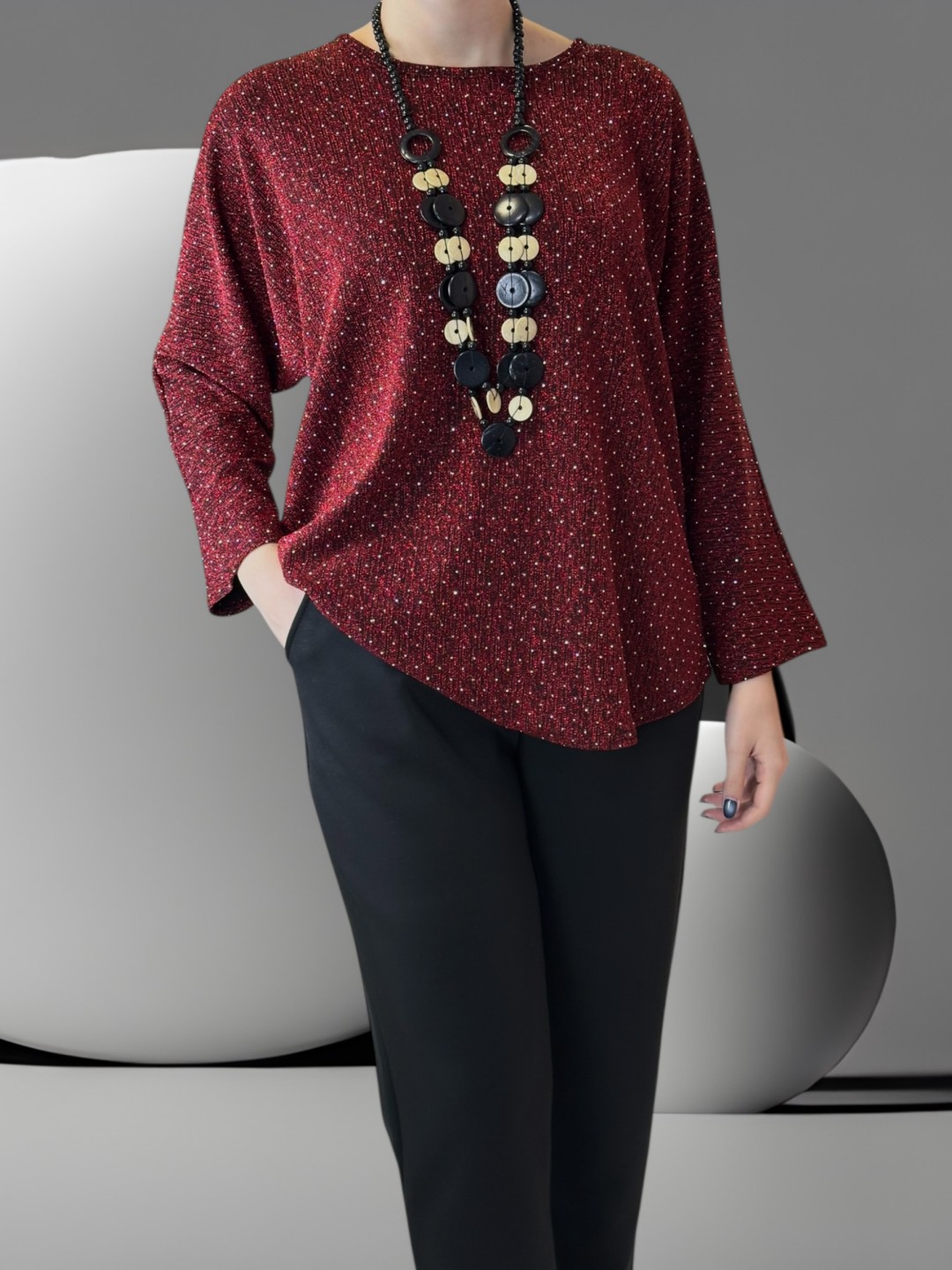 Glam Μπλούζα με Sparkling Στρας & Necklace Detail Glam Μπλούζα με Sparkling Στρας & Necklace Detail