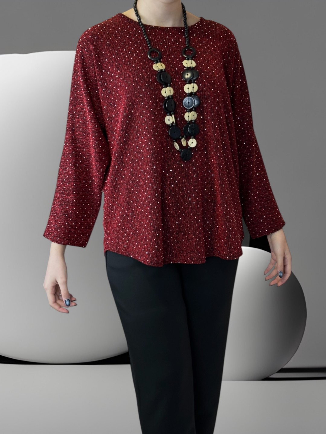 Glam Μπλούζα με Sparkling Στρας & Necklace Detail Glam Μπλούζα με Sparkling Στρας & Necklace Detail