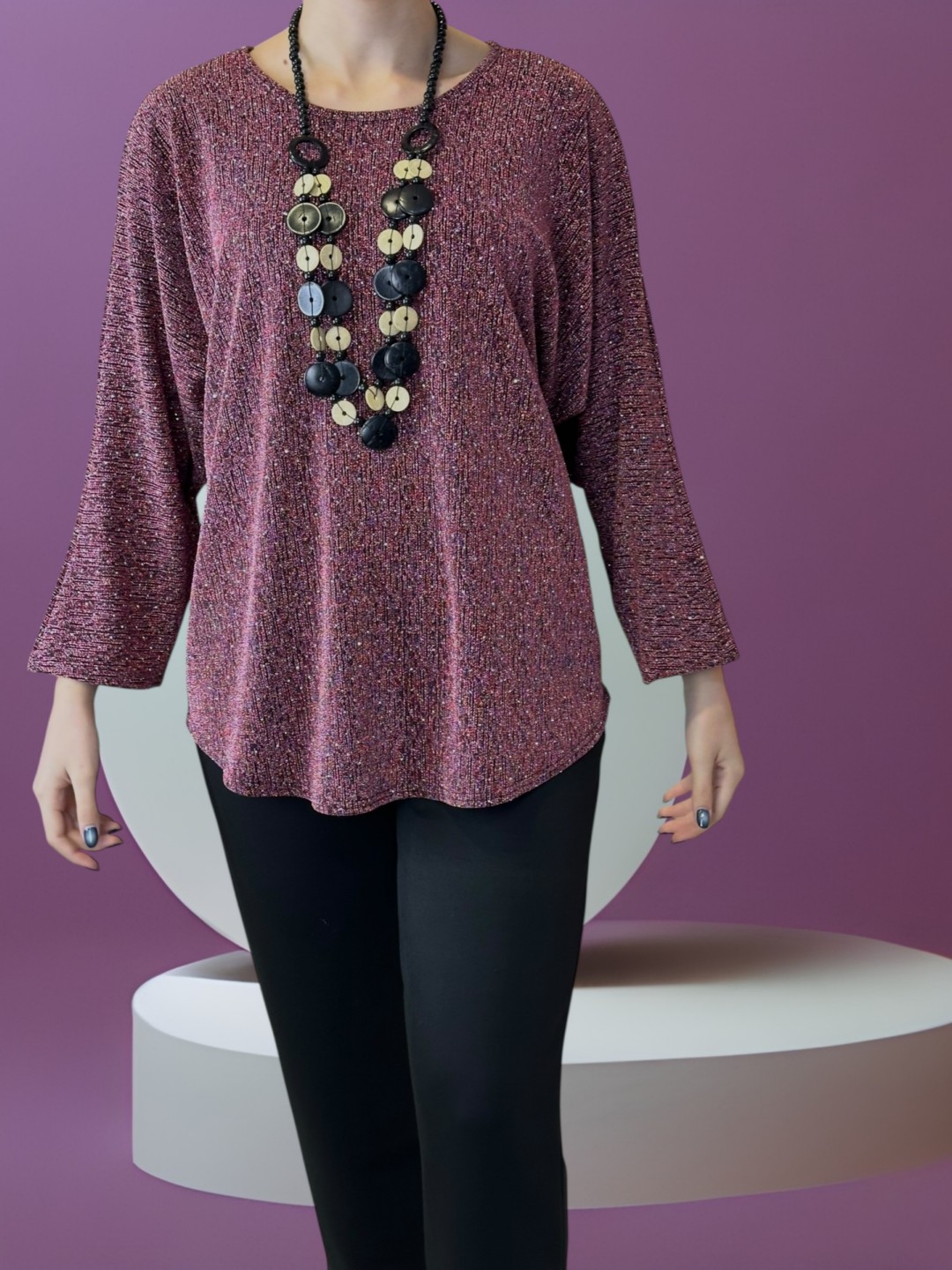 Glam Μπλούζα με Sparkling Στρας & Necklace Detail Glam Μπλούζα με Sparkling Στρας & Necklace Detail