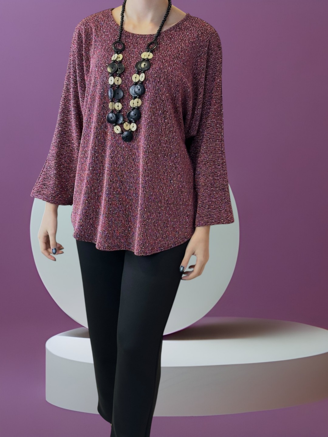 Glam Μπλούζα με Sparkling Στρας & Necklace Detail Glam Μπλούζα με Sparkling Στρας & Necklace Detail