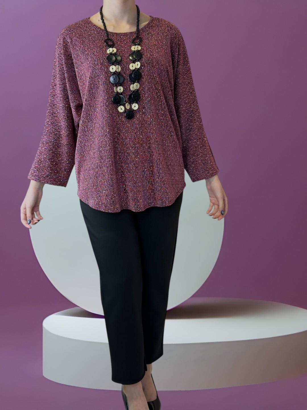 Glam Μπλούζα με Sparkling Στρας & Necklace Detail Glam Μπλούζα με Sparkling Στρας & Necklace Detail