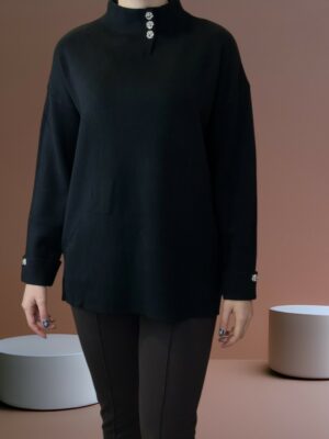 Chic Πουλόβερ με Στρας σε Λαιμό και Μανίκια