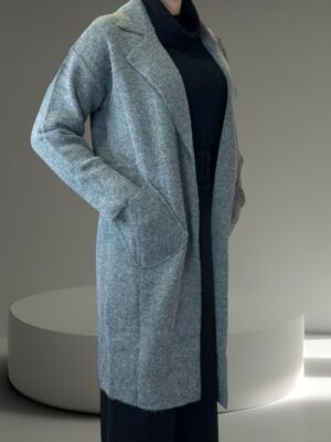 Απαλή Γκρι Πλεκτή Ζακέτα Καθημερινού Ντυσίματος