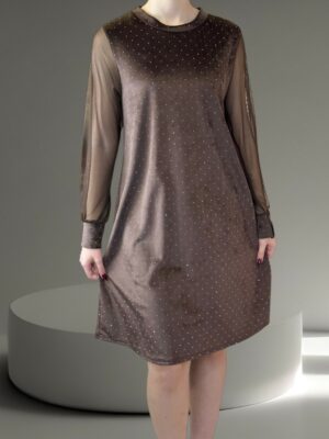 Sparkle Βελούδινο Φόρεμα με Διαφάνεια