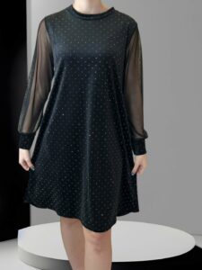 Sparkle Βελούδινο Φόρεμα με Διαφάνεια